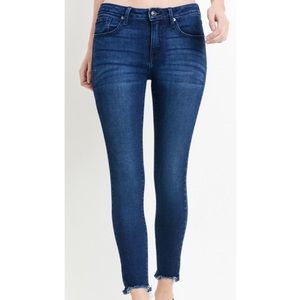 Just Black Dark Destructed Hem Skinny jeans